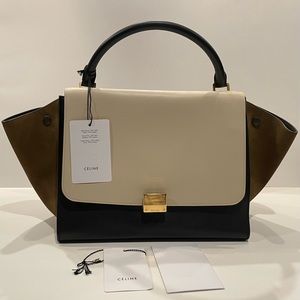 ICONIC☆Vintage Celine Trapeze - Tricolor Ivory Flap/Khaki/Black☆NWT